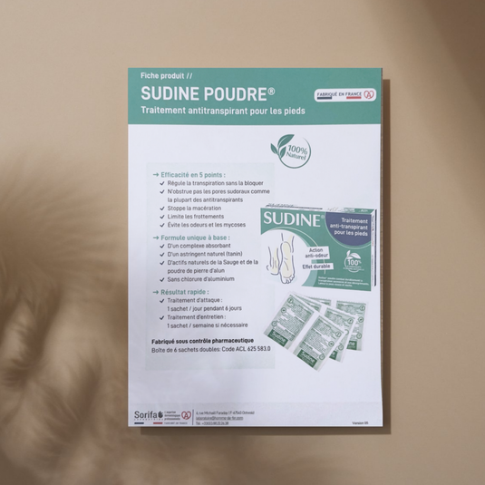 10 Sudine-Pulver-Flyer - Mein Podologie-Produktblatt 