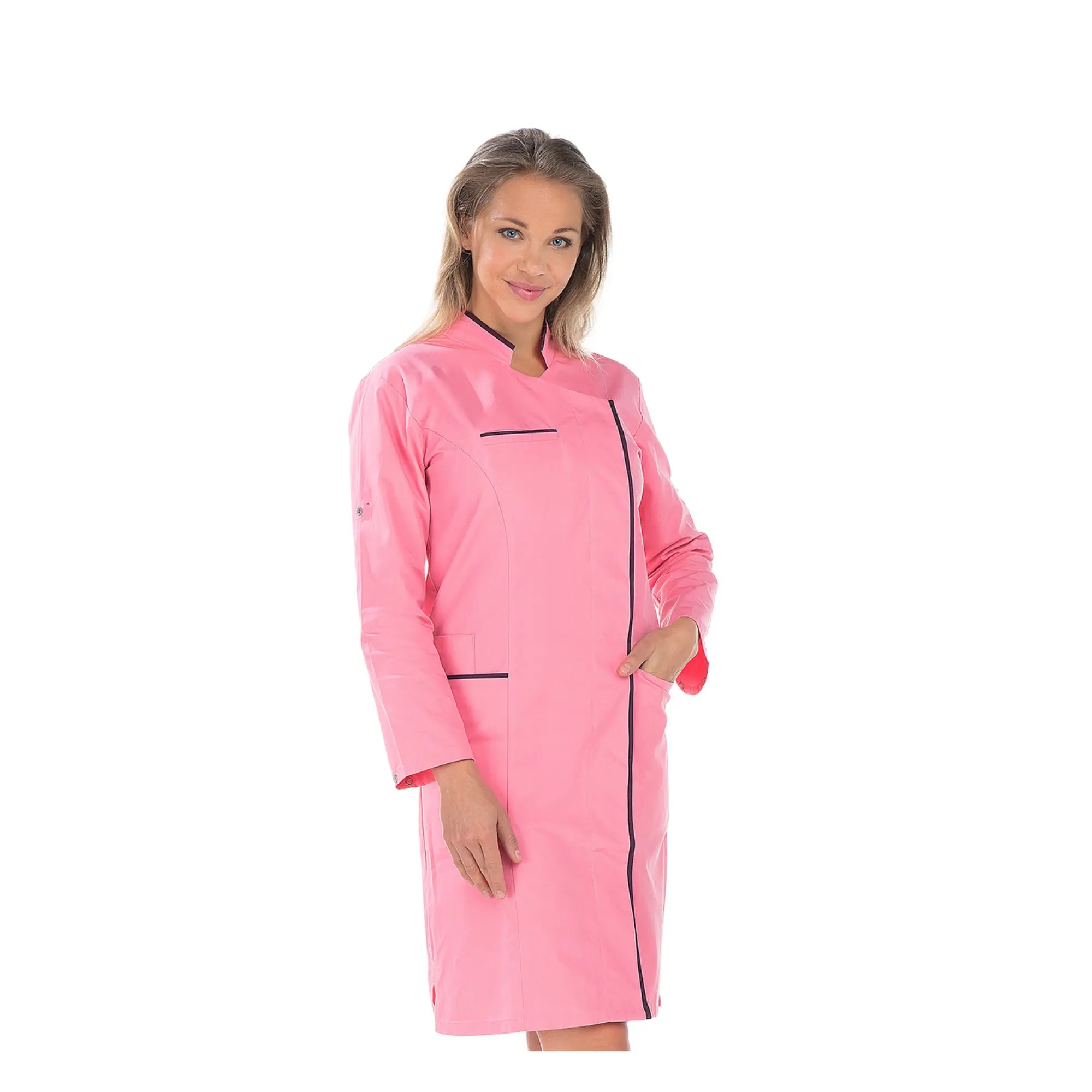 Adeline - Blusa lunga - Maniche lunghe convertibili - Donna - 100 cm My Blouse Twill-Coral-Iris-T6-XXXL