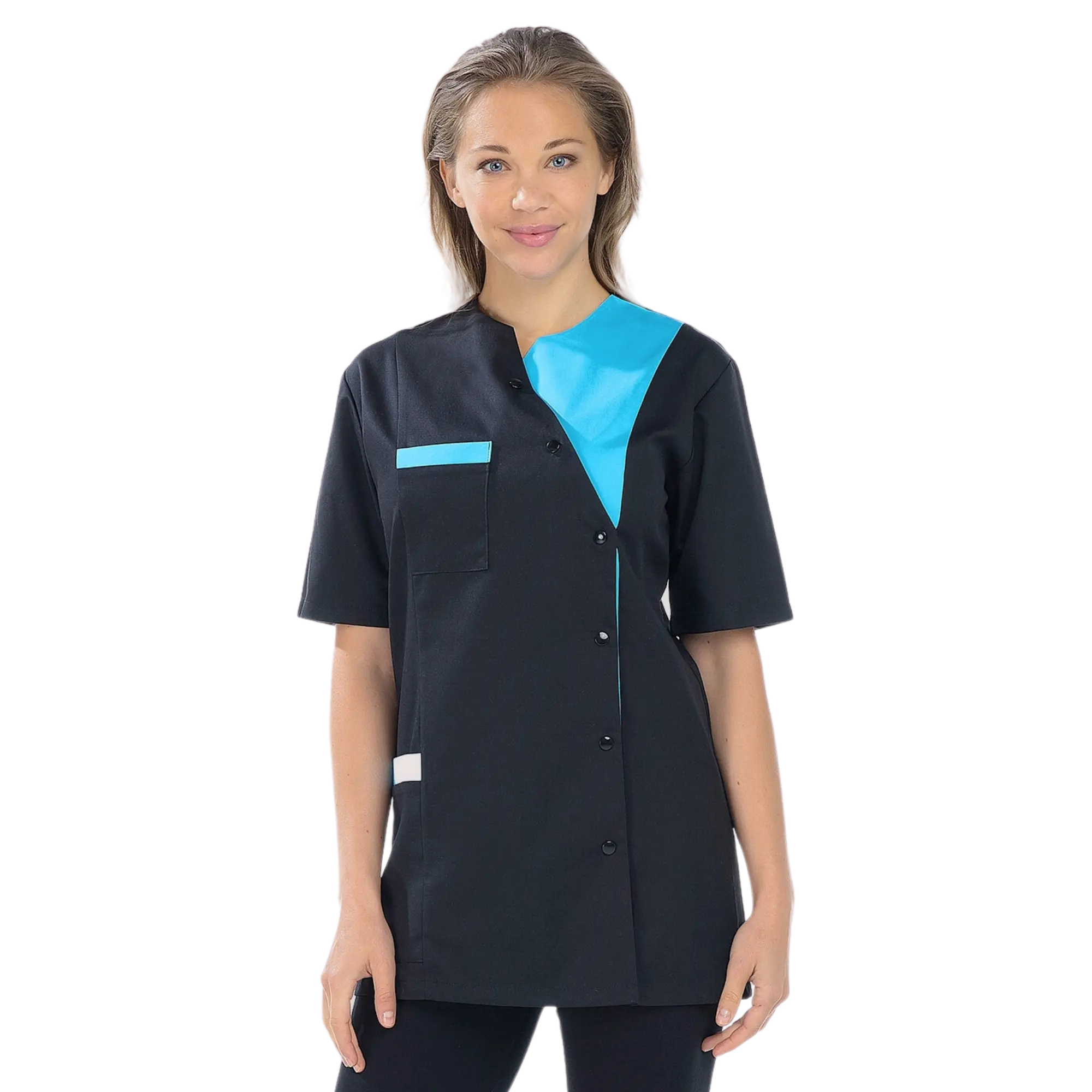 Agathe - Tuniek - Korte mouwen - Dames - 75 cm Mijn blouse Twill-Zwart-Atoll-T6-XXXL