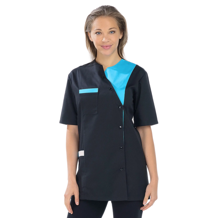 Agathe - Tuniek - Korte mouwen - Dames - 75 cm Mijn blouse Twill-Zwart-Atoll-T6-XXXL