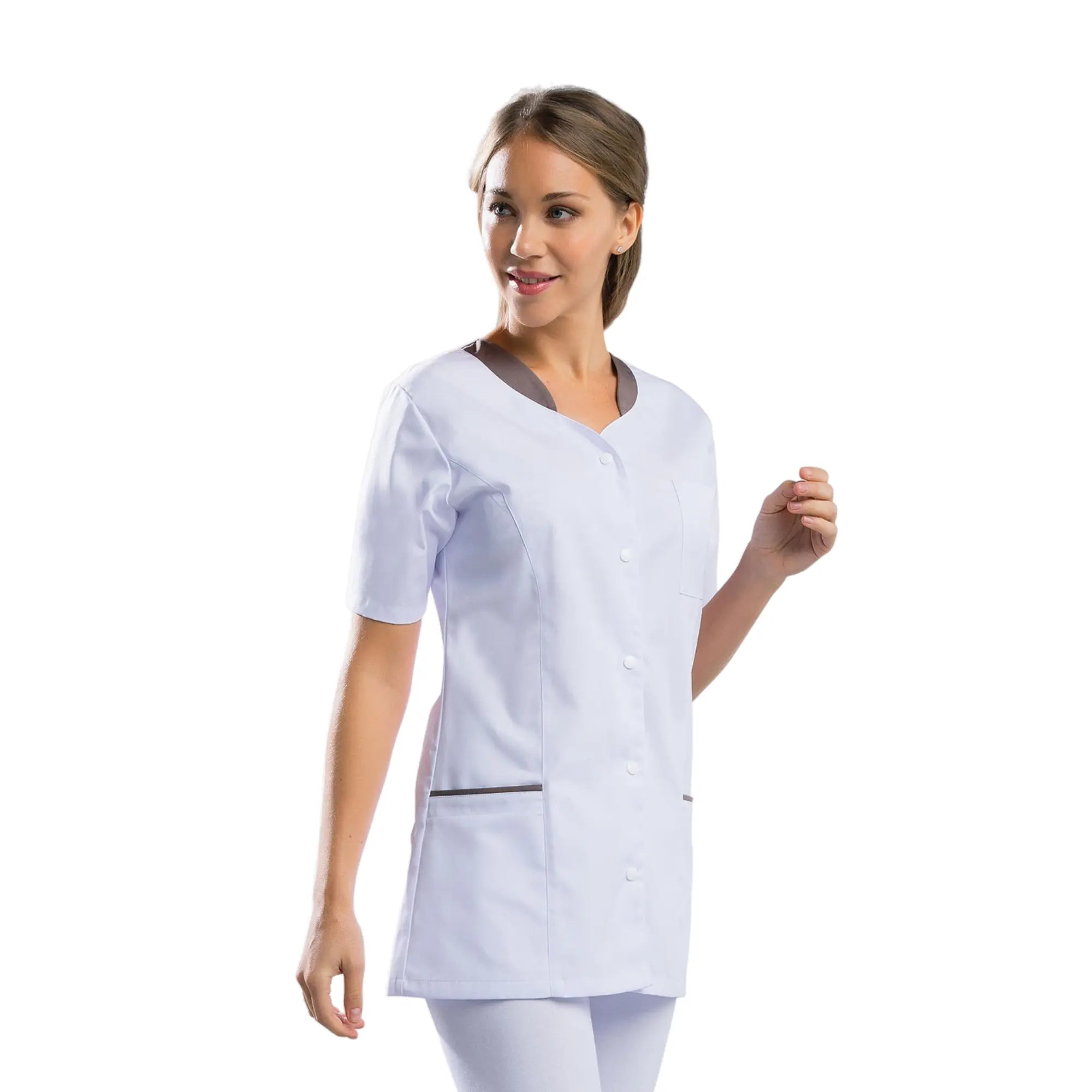 Amandine - Τουνίκ - Κοντό μανίκι - Γυναικεία - 75 cm Μπλούζα μου Twill-Λευκή-Τουπ-T6-XXXL