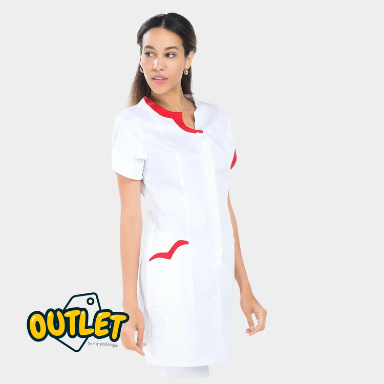 Blouse femme - Taille L - My Blouse // Fin de série My Podologie  Clara - sergé blanc/rouge