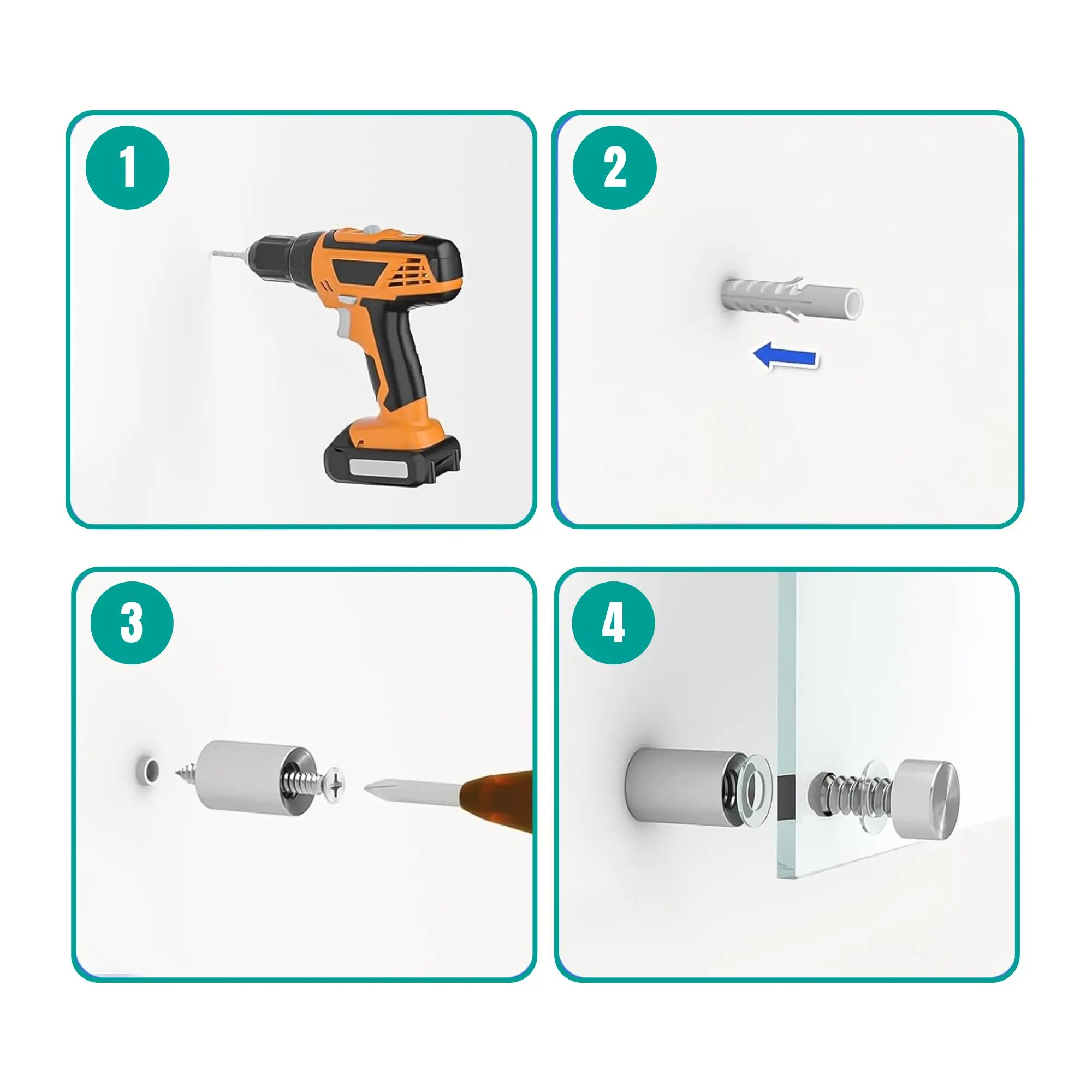 Entretoises de fixation - Compatibles plaques plexiglas et alu-dibond - Lot de 4 My Podologie 
