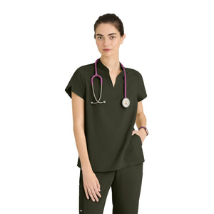 Flora - Tunique col à bande - Femme - Grey’s Anatomy Stretch GREYS ANATOMY STRETCH Olive / XL