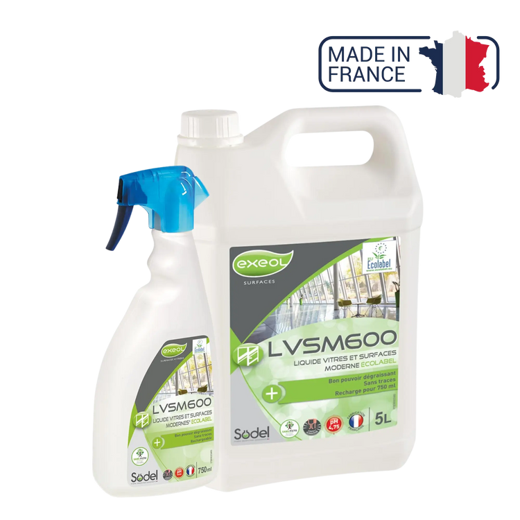 LVSM600 - Nettoyant dégraissant surfaces vitrées Écolabel - Sodel Exeol 