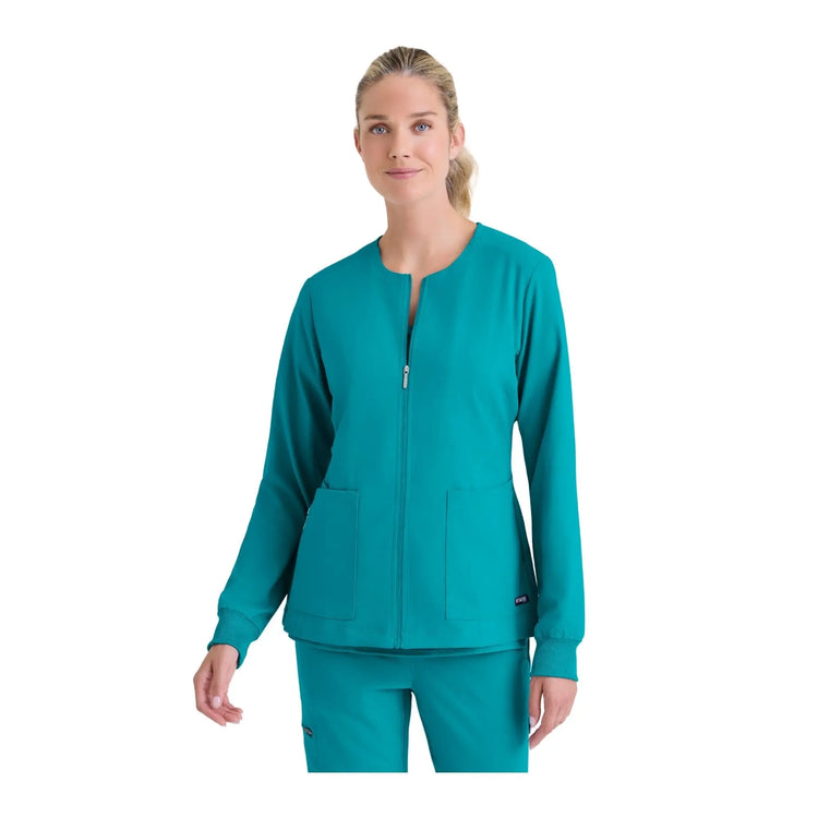 Mila – Medizinische Jacke mit Rundhalsausschnitt – Damen – Grey’s Anatomy Stretch Grey’s Anatomy 