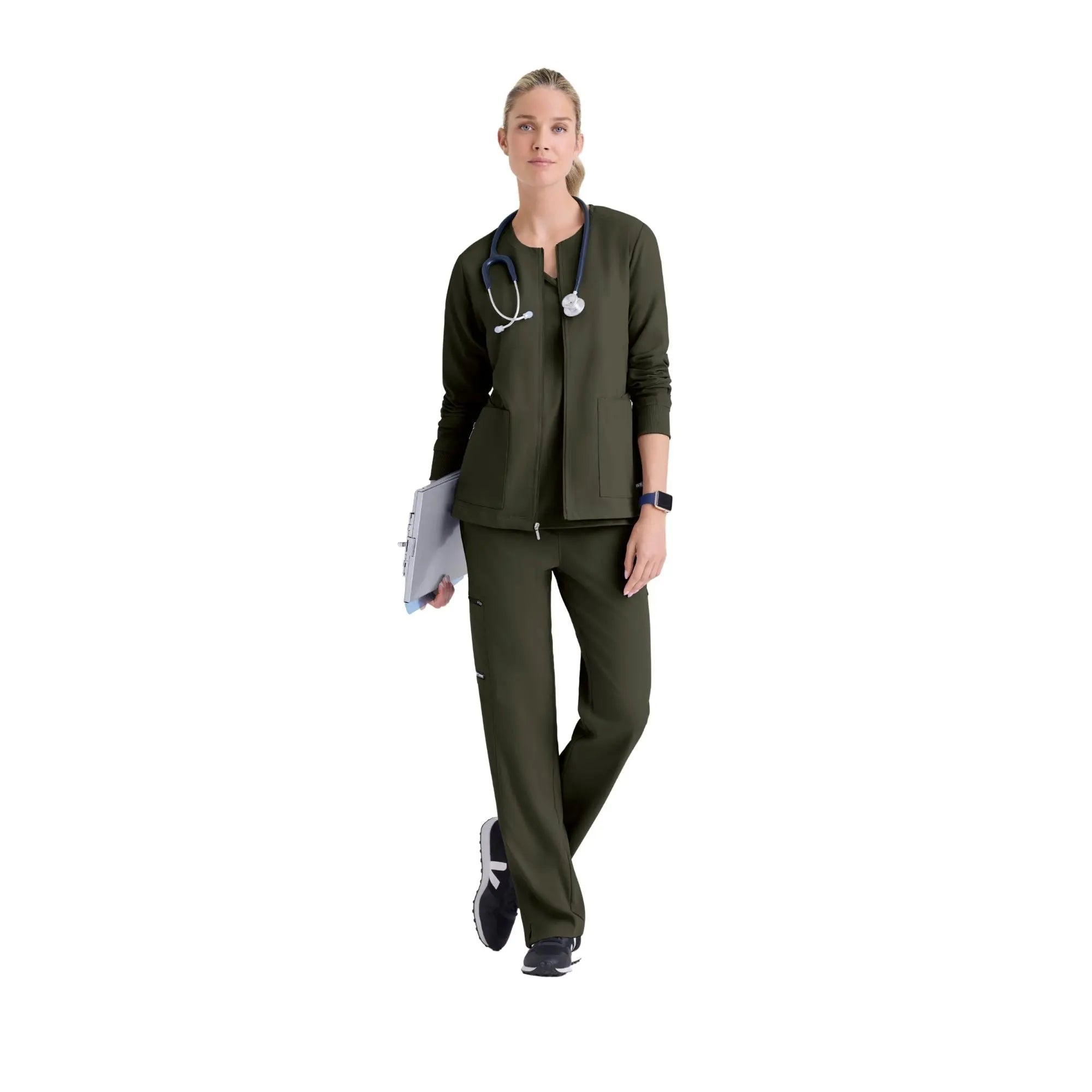 Mila – Medizinische Jacke mit Rundhalsausschnitt – Damen – Grey’s Anatomy Stretch Grey’s Anatomy 