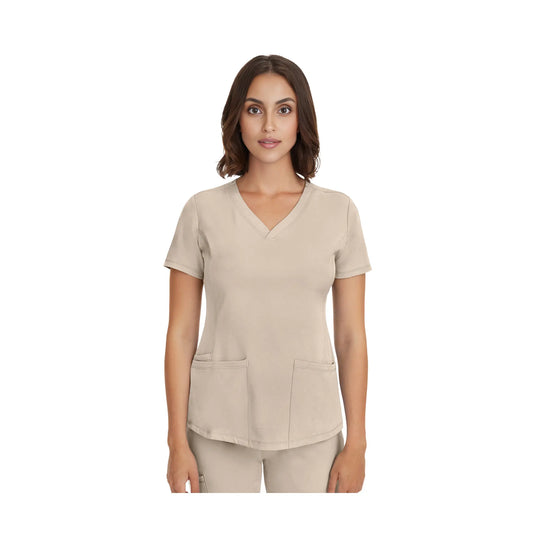 Monique - Medische tuniek - V-hals - Dames - Healing Hands - 1 Healing Hands Lichtkaki / 3XL