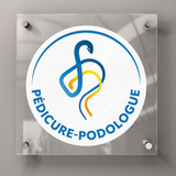 Targa pedicure-podologo con logo ufficiale - Plexiglas 45x45cm - Con distanziatori