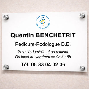 Plaque professionnelle Pédicure-Podologue personnalisable - Sans fixations My Podologie 