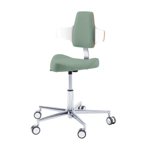 Siège praticien - TRIANGLE - Ruck - Ressort à Gaz Long Ruck  Sauge-Dossier-Napo-CPL-Blanc