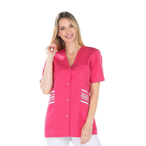 Zoé - Tunika - Kurzarm - Damen - 75 cm Meine Bluse  Tencel-Pink-T6-XXXL